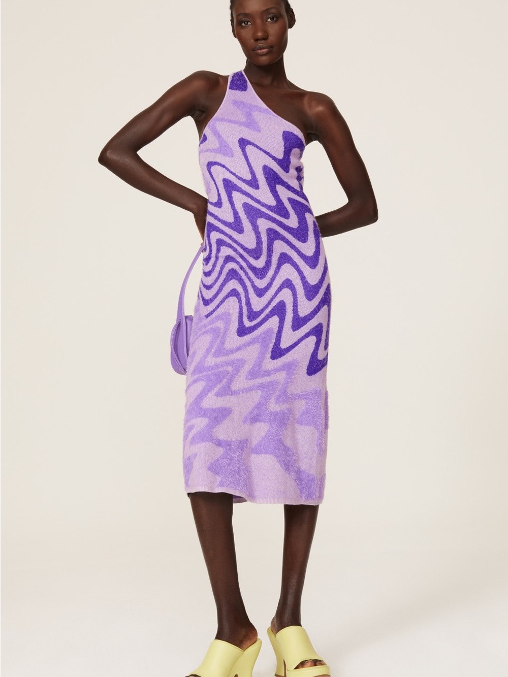 House of Sunny Lavender Wave One-Shoulder Dress
